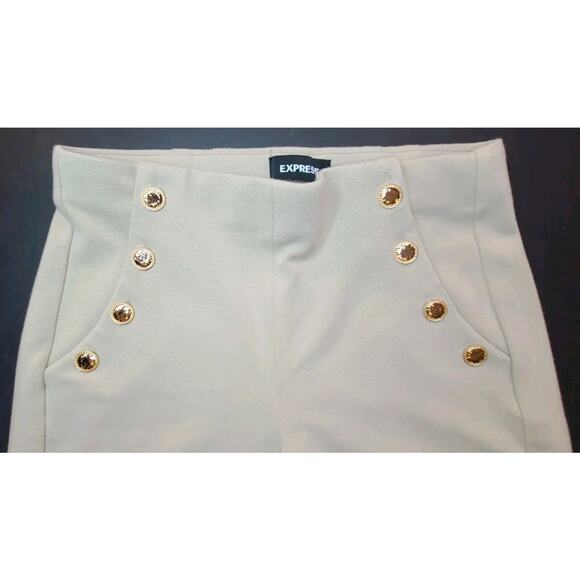 EXPRESS High Rise Trouser Flat Front Sailor Button Wide Leg Pant Womens Sz Small - Picture 5 of 11